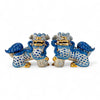 Danny's Fine Porcelain Pair of Bigger Lucky Foo Dog-Azure Waves