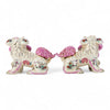 Danny's Fine Porcelain Pair of Bigger Lucky Foo Dog-Pink Tobacco Leaf