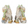 Danny's Fine Porcelain Pair of Bigger Lucky Foo Dog-Green Tobacco Leaf