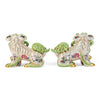 Danny's Fine Porcelain Pair of Bigger Lucky Foo Dog-Green Tobacco Leaf