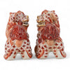 Danny's Fine Porcelain Smaller Pair of Lucky Foo Dog-Vermillion Waves