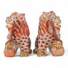 Danny's Fine Porcelain Smaller Pair of Lucky Foo Dog-Vermillion Waves