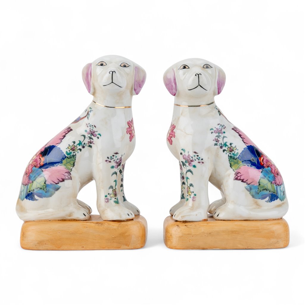 Danny's Fine Porcelain Pair Dogs-Tobacco Leaf