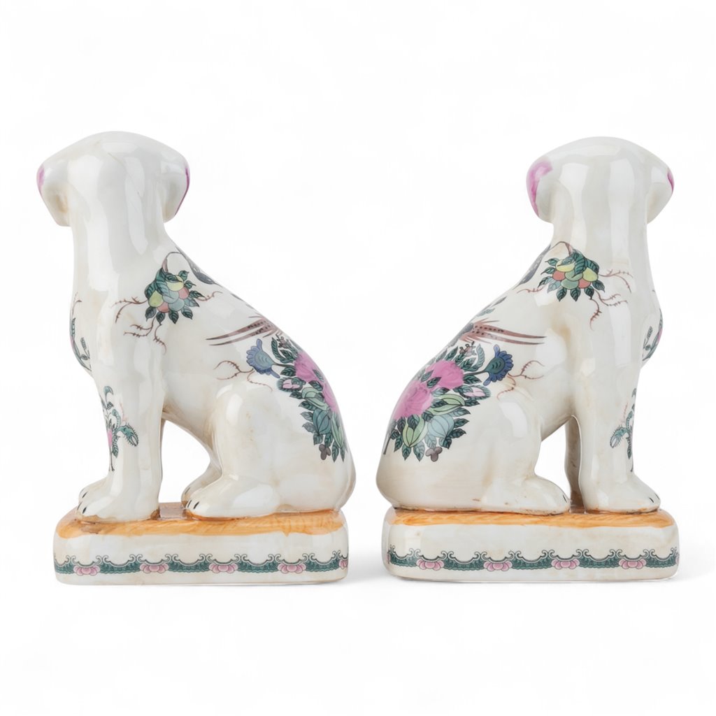 Danny's Fine Porcelain Pair Dogs-Rose Medallion