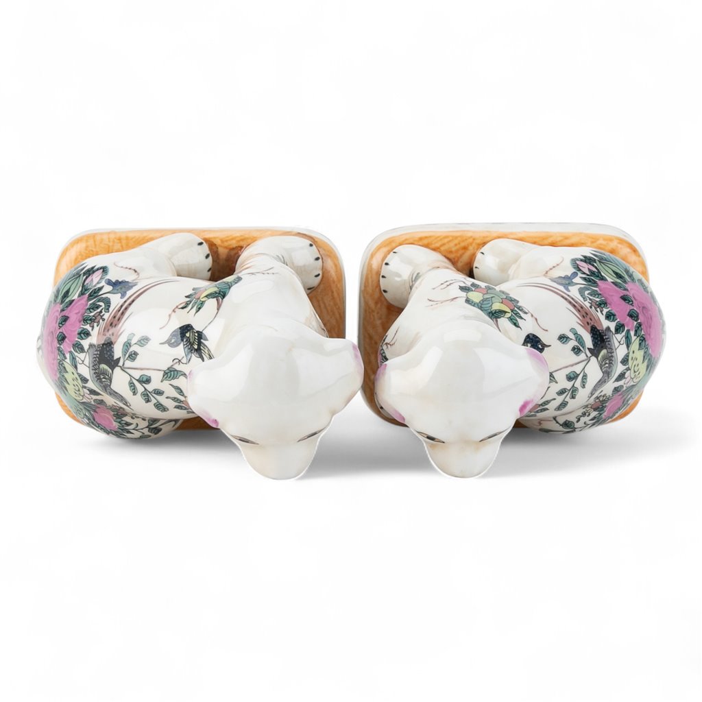Danny's Fine Porcelain Pair Dogs-Rose Medallion