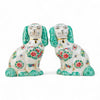 Danny's Fine Porcelain Staffordshire Dogs- Green Rose Medallion - Pair
