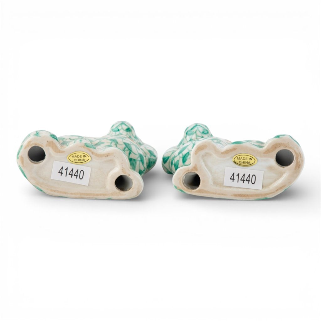 Danny's Fine Porcelain Staffordshire Small Dog - Teal Fishnet (Min 2 Pairs)