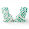 Danny's Fine Porcelain Staffordshire Small Dog - Teal Fishnet (Min 2 Pairs)