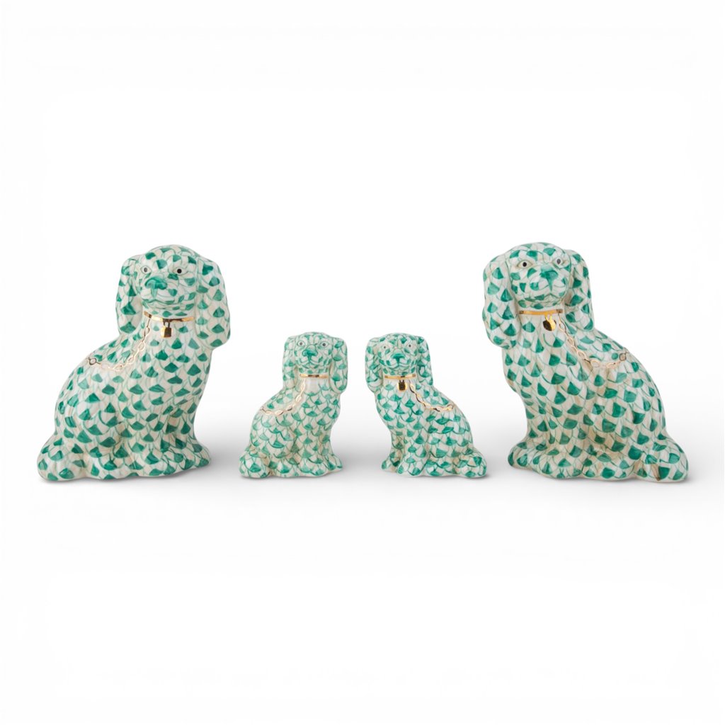 Danny's Fine Porcelain Staffordshire Small Dog - Teal Fishnet (Min 2 Pairs)