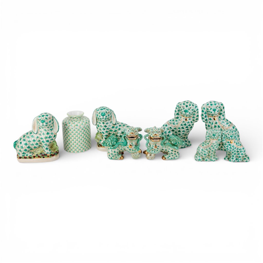 Danny's Fine Porcelain Staffordshire Small Dog - Teal Fishnet (Min 2 Pairs)