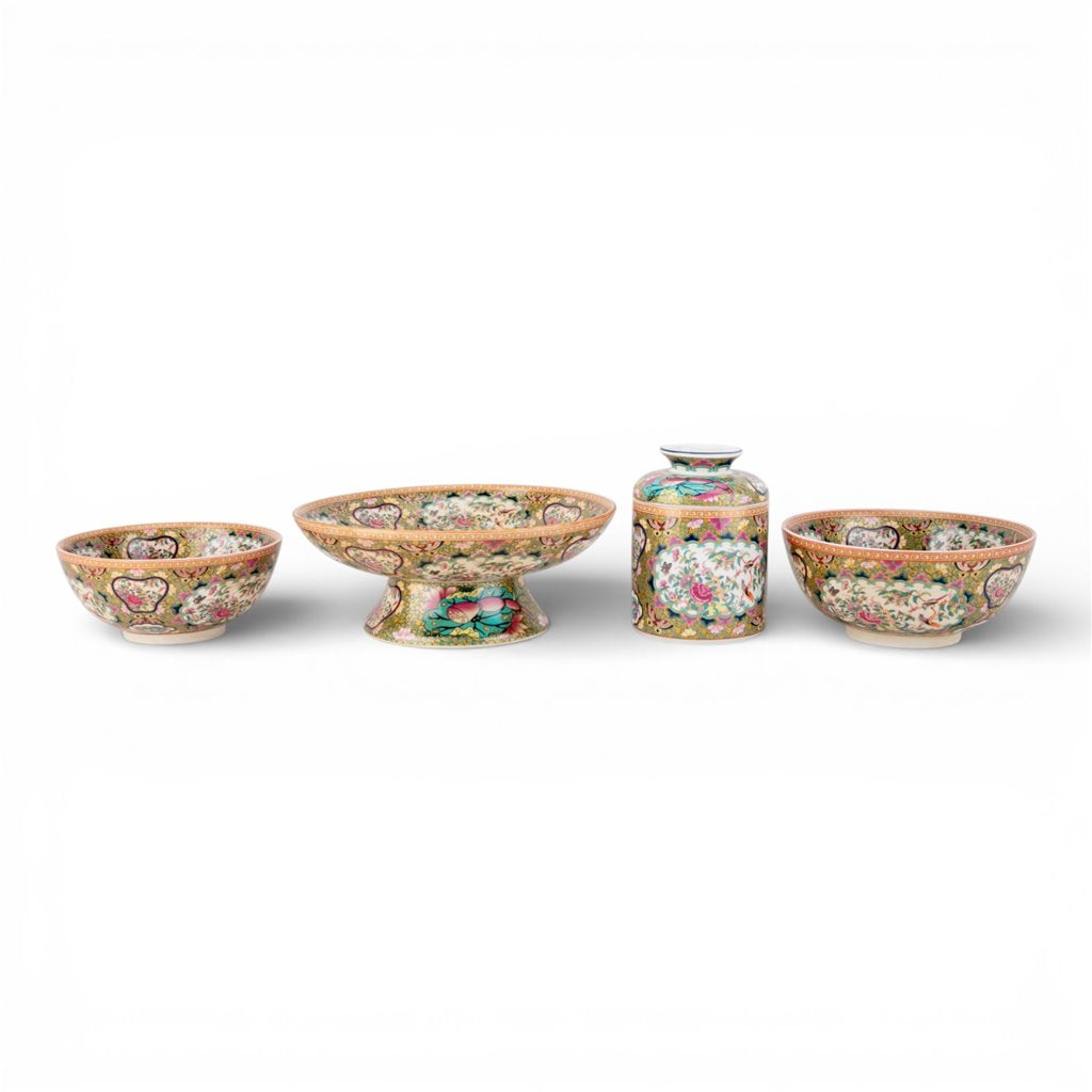 Danny's Fine Porcelain Fruit Bowl Rose Medallion 12-Inch – Rose Medallion Porcelain Pedestal Bowl