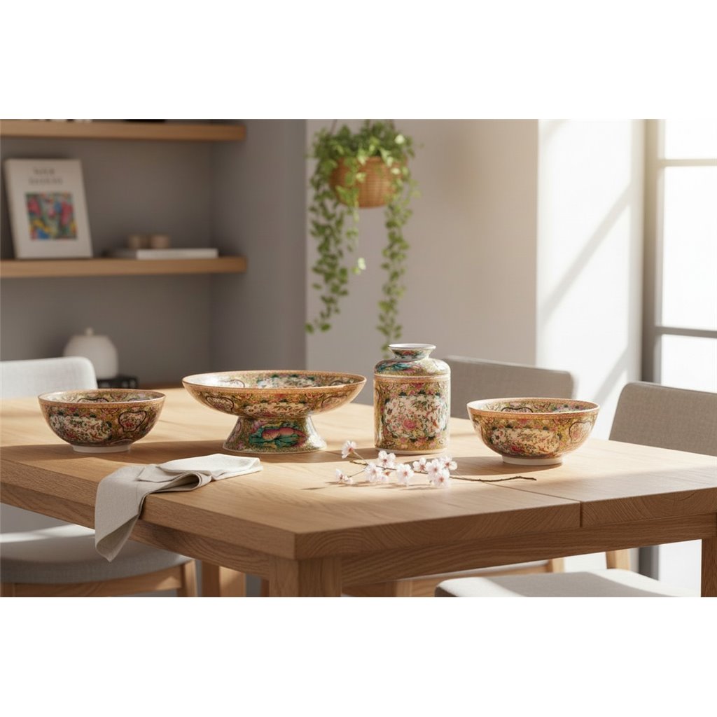 Danny's Fine Porcelain Fruit Bowl Rose Medallion 12-Inch – Rose Medallion Porcelain Pedestal Bowl