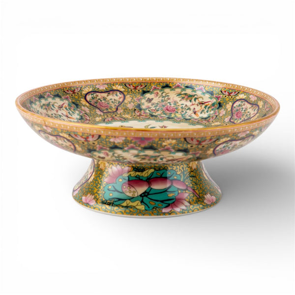 Danny's Fine Porcelain Fruit Bowl Rose Medallion 12-Inch – Rose Medallion Porcelain Pedestal Bowl