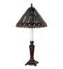 23" High Tiffany Jeweled Peacock Buffet Lamp
