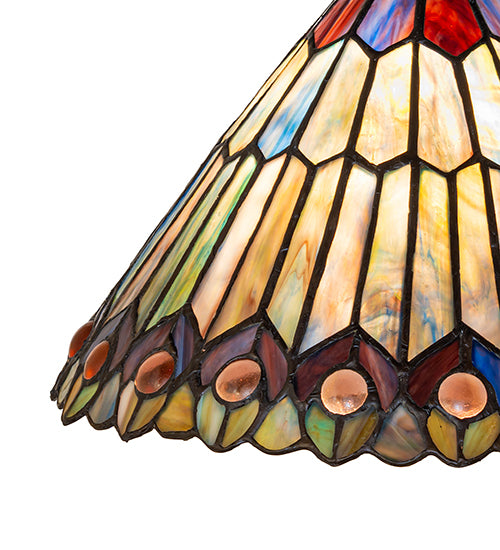 23" High Tiffany Jeweled Peacock Buffet Lamp