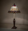 23" High Tiffany Jeweled Peacock Buffet Lamp
