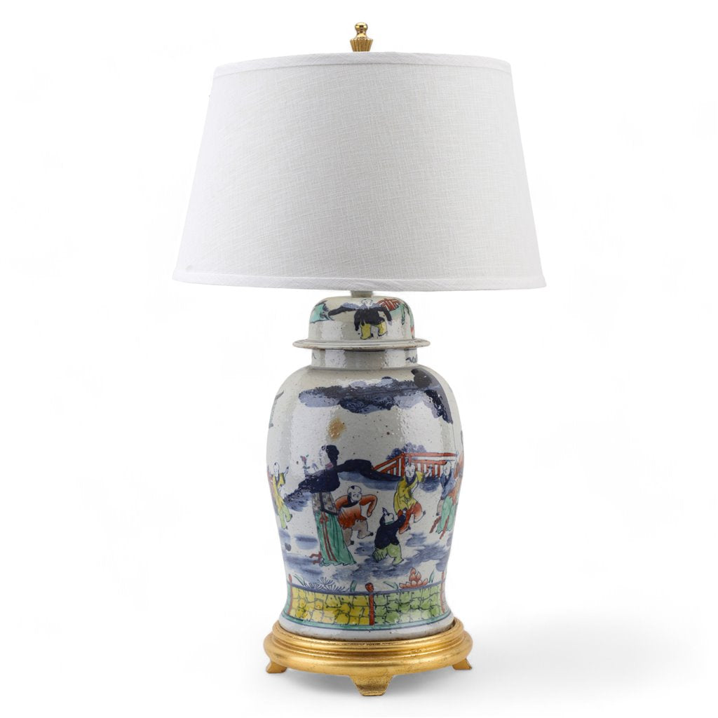 Danny's Fine Porcelain 34h X 19d Garden Jar Lamp - Gold Base