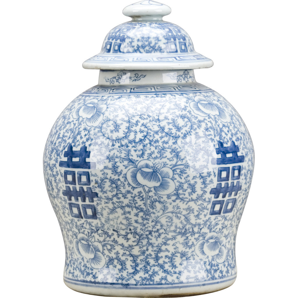 Danny's Fine Porcelain Blue & White- Double Happiness Ginger Jar (classic)