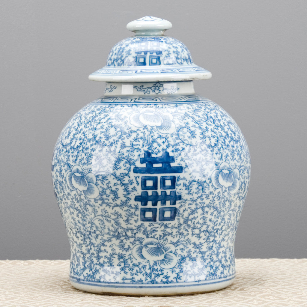 Danny's Fine Porcelain Blue & White- Double Happiness Ginger Jar (classic)