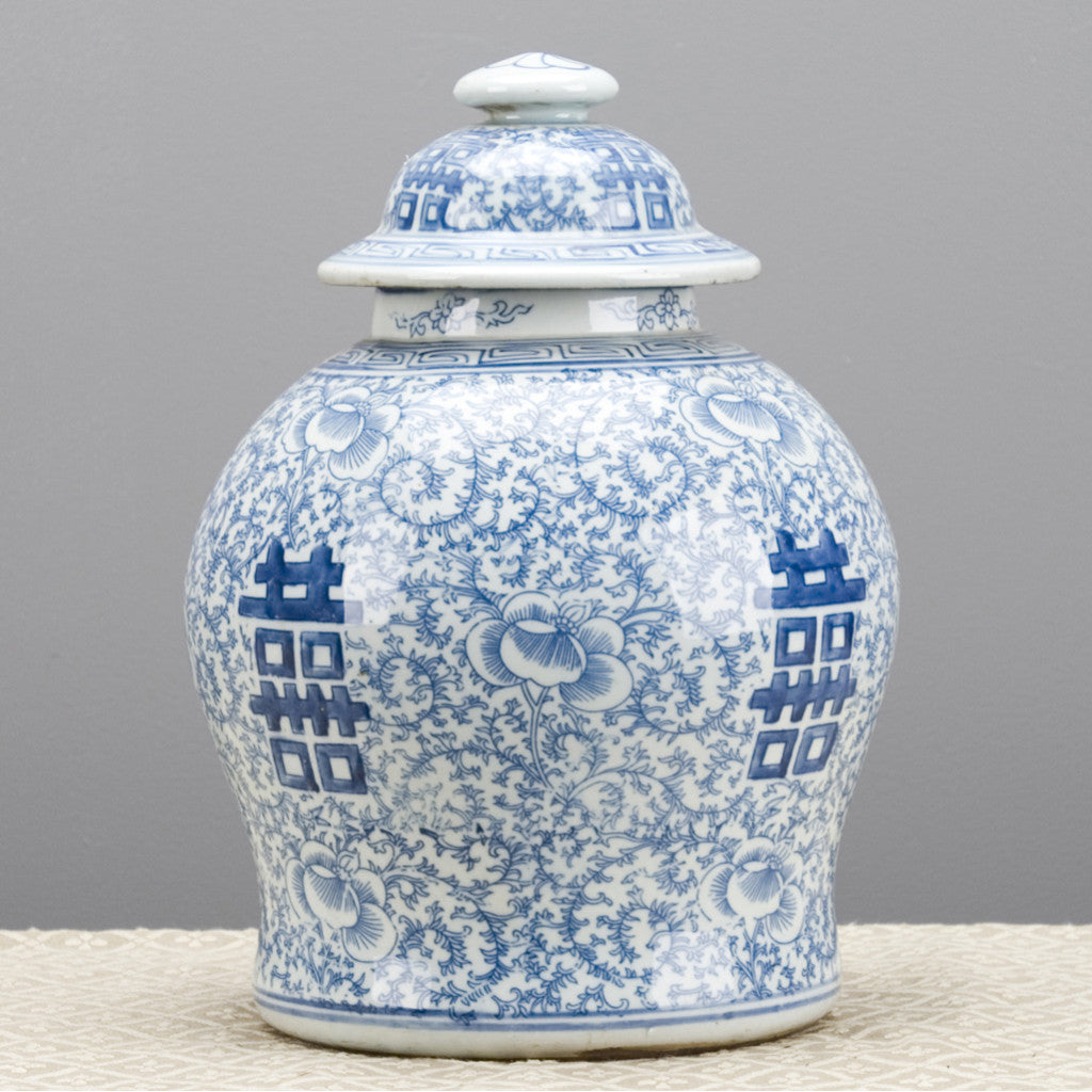 Danny's Fine Porcelain Blue & White- Double Happiness Ginger Jar (classic)