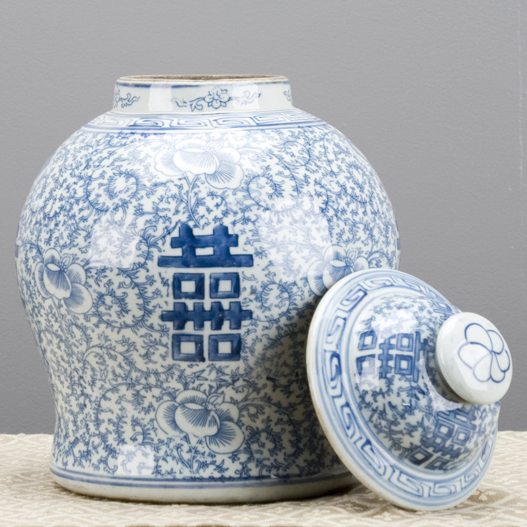 Danny's Fine Porcelain Blue & White- Double Happiness Ginger Jar (classic)