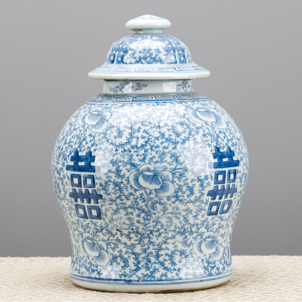 Danny's Fine Porcelain Blue & White- Double Happiness Ginger Jar (classic)
