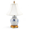 Danny's Fine Porcelain Blue & White Bulb Jar Lamp-Floral - Gold Wood Base