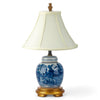 Danny's Fine Porcelain Blue & White Bulb Jar Lamp-Flower - Gold Wood Base