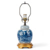 Danny's Fine Porcelain Blue & White Bulb Jar Lamp-Flower - Gold Wood Base
