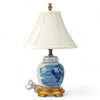 Danny's Fine Porcelain Blue & White Bulb Jar Lamp-Flower - Gold Wood Base