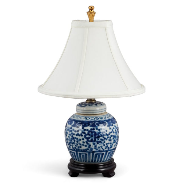Danny's Fine Porcelain Classic Blue and Whitefiligree Bulb Jar Base with Antique Finish