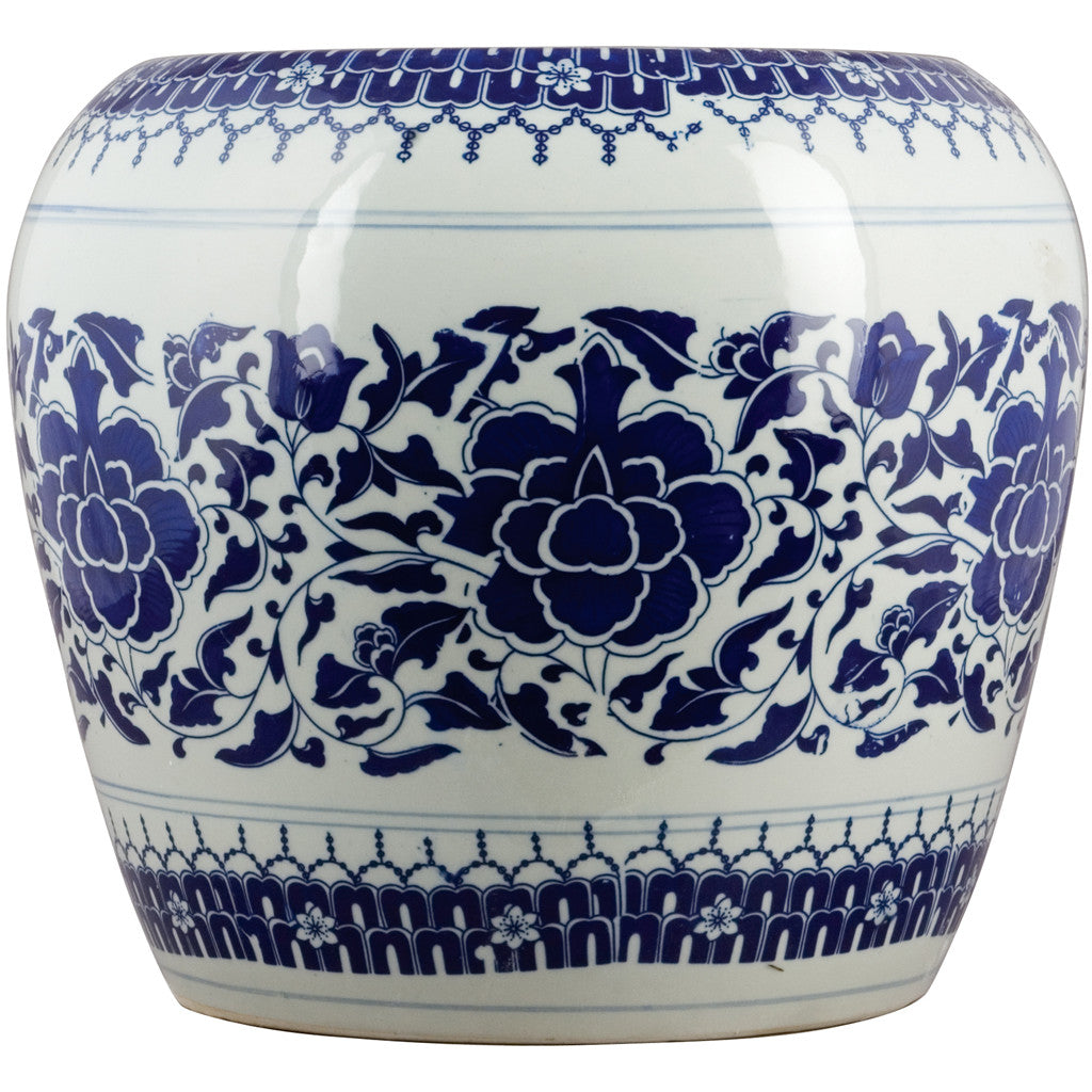 Danny's Fine Porcelain Blue & White Garden Stool-Floral