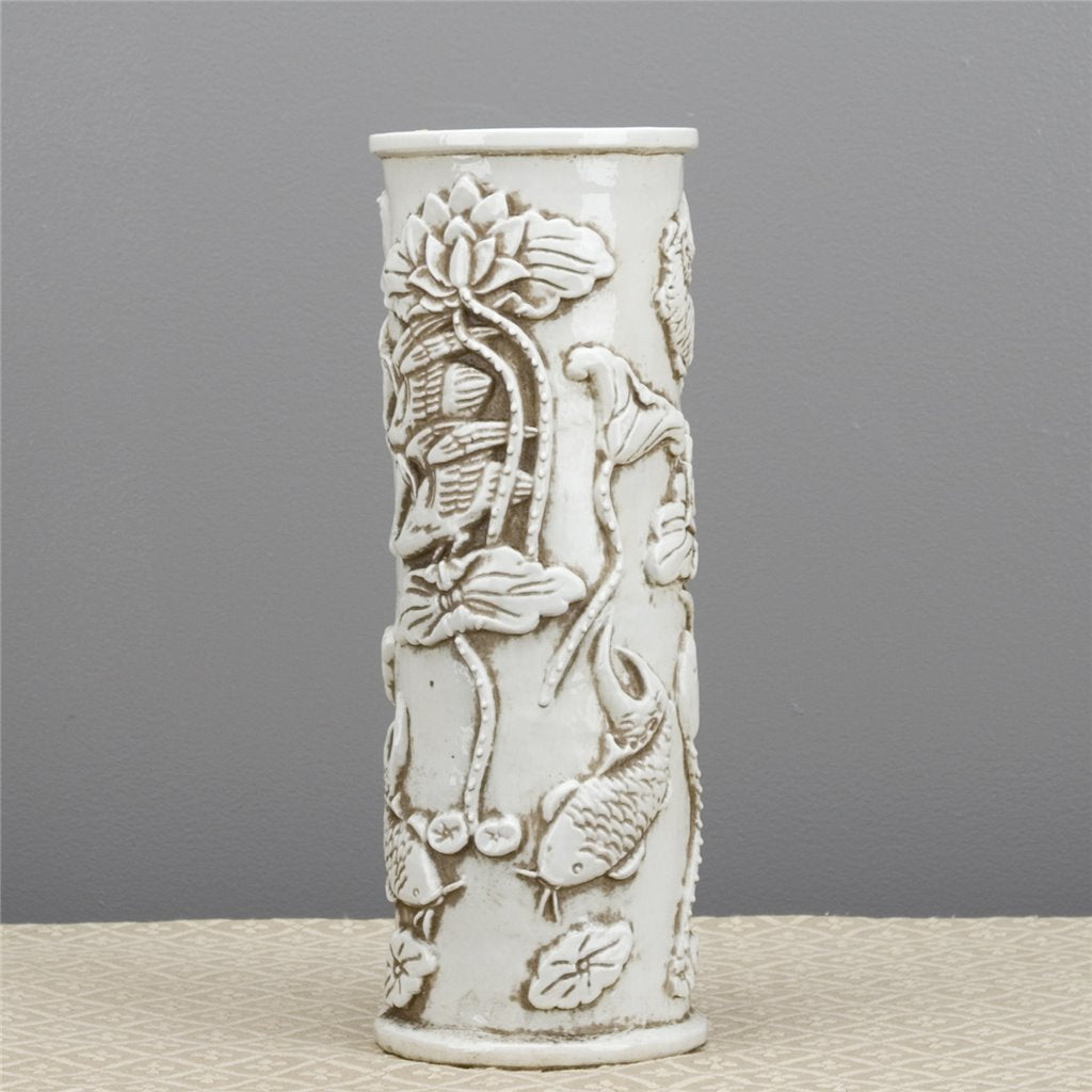 Danny's Fine Porcelain Porcelain Carved Vase - White Floral (classic)
