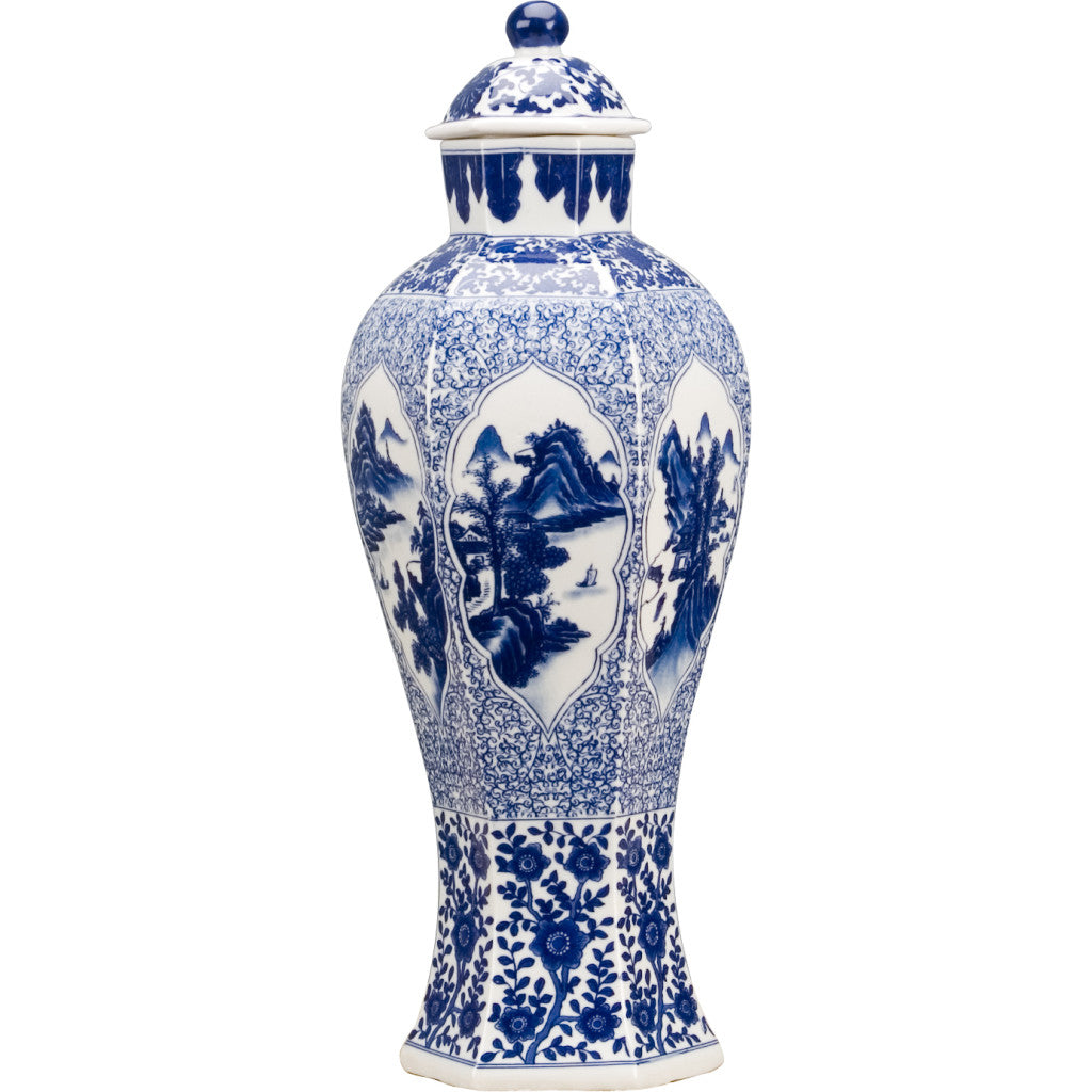 Danny's Fine Porcelain Hexagonal Jar - Blue & White