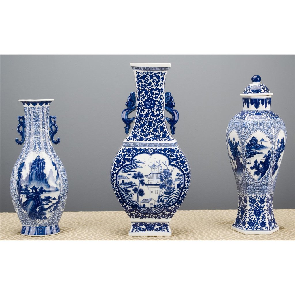 Danny's Fine Porcelain Hexagonal Jar - Blue & White
