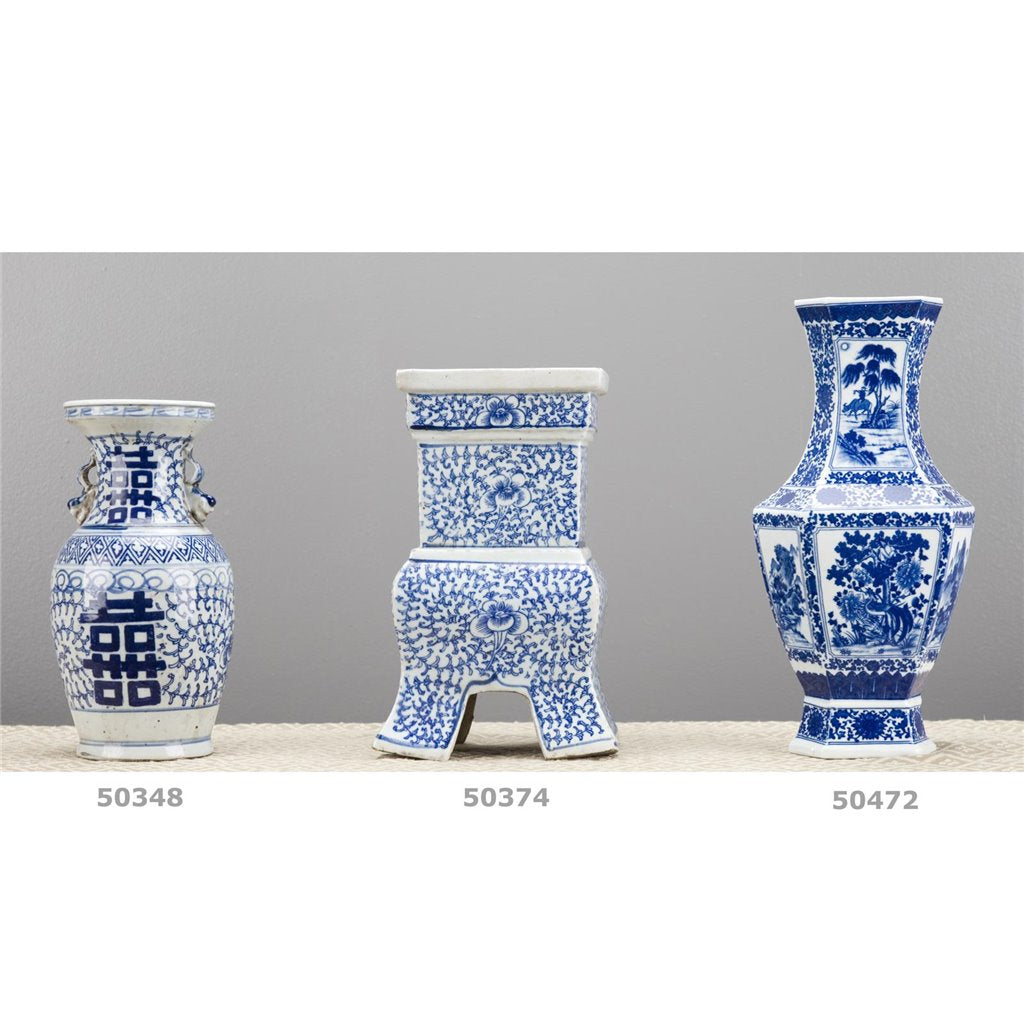 Danny's Fine Porcelain Hexagonal Vase Blue & White