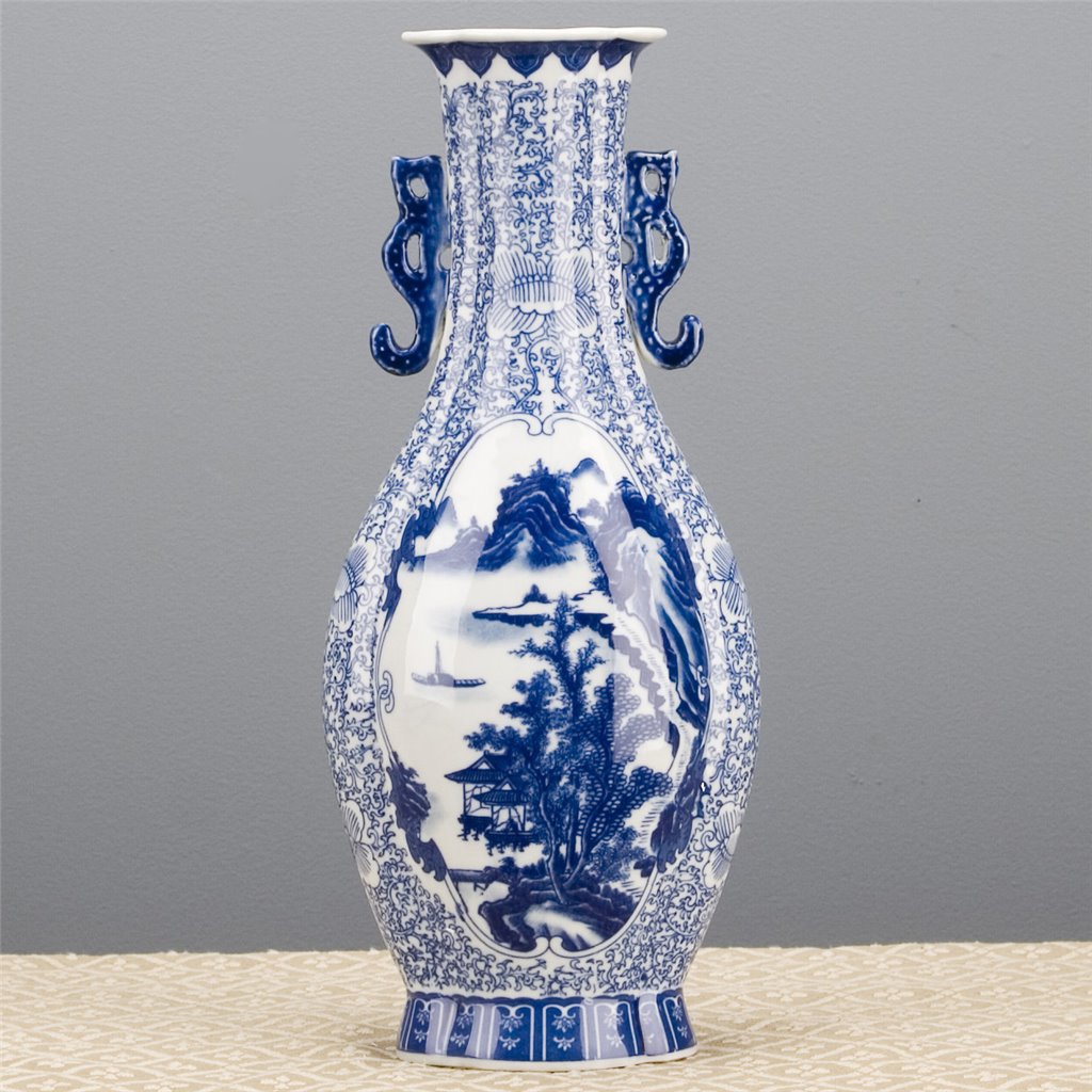 Danny's Fine Porcelain Porcelain Scallop Shape Vase-Blue & White