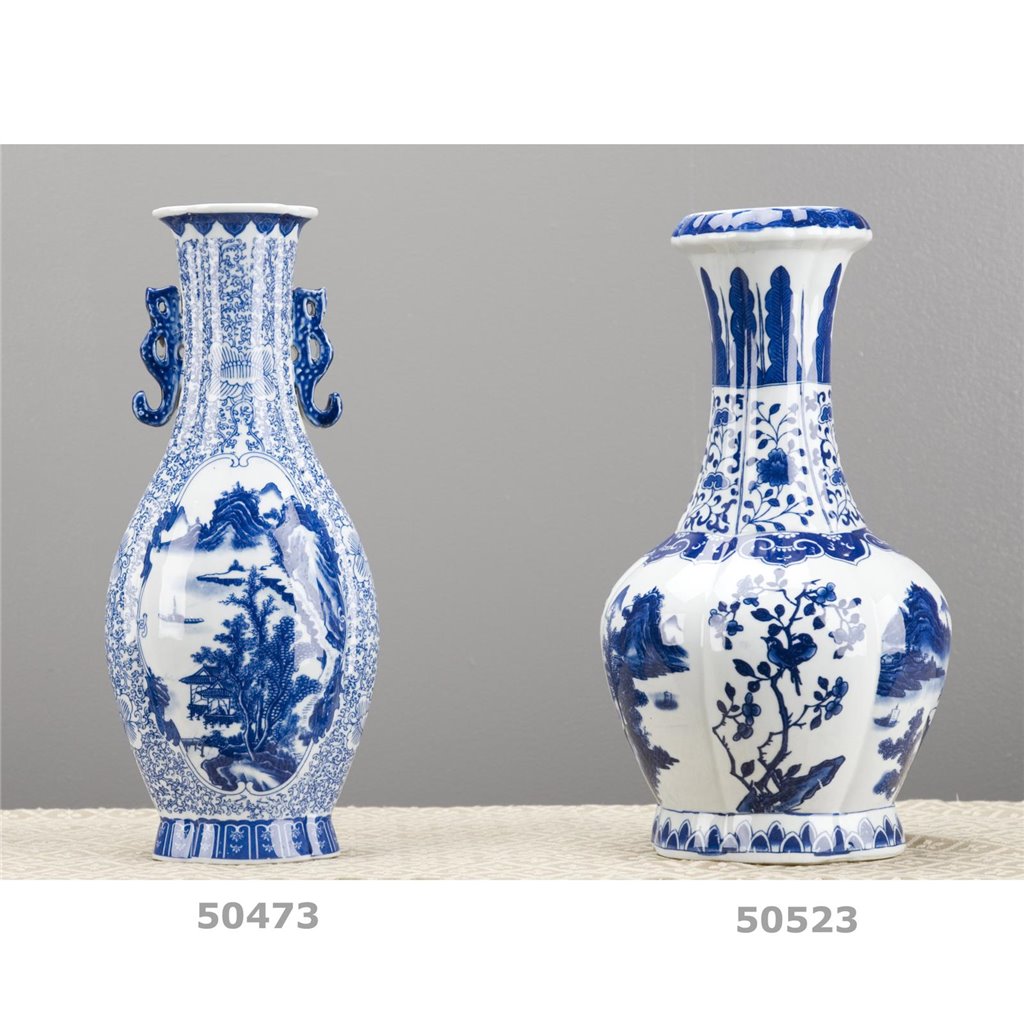 Danny's Fine Porcelain Porcelain Scallop Shape Vase-Blue & White