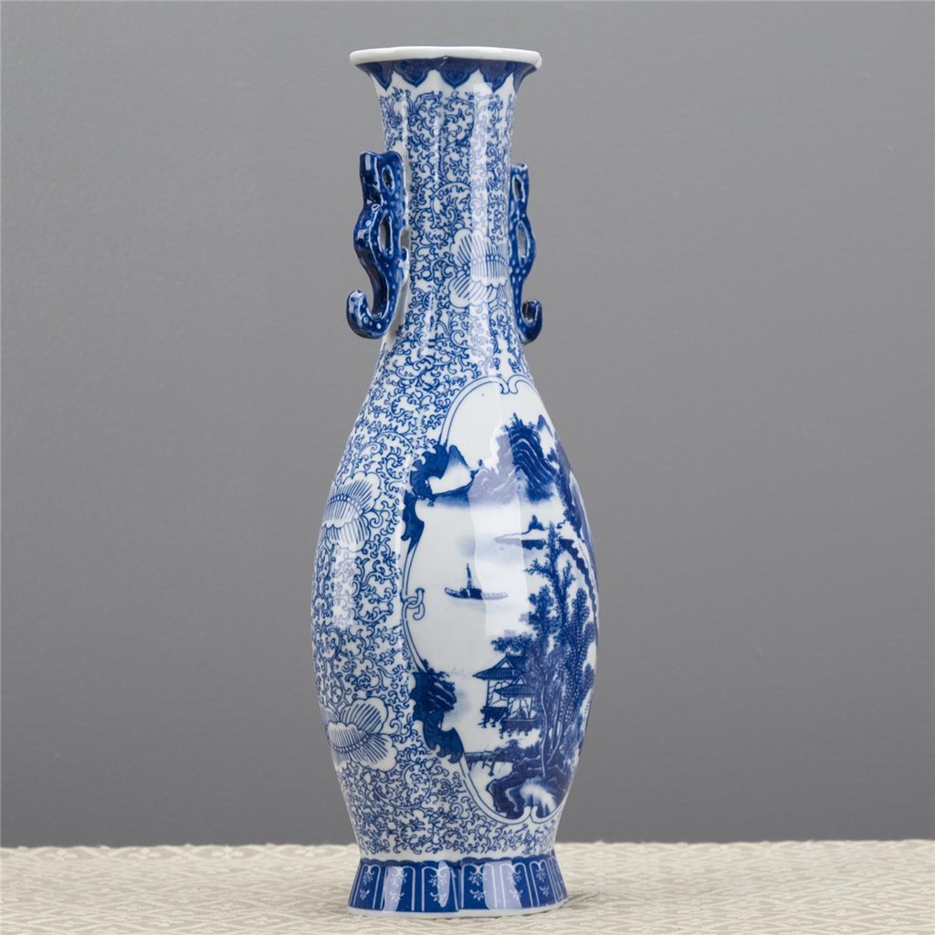 Danny's Fine Porcelain Porcelain Scallop Shape Vase-Blue & White