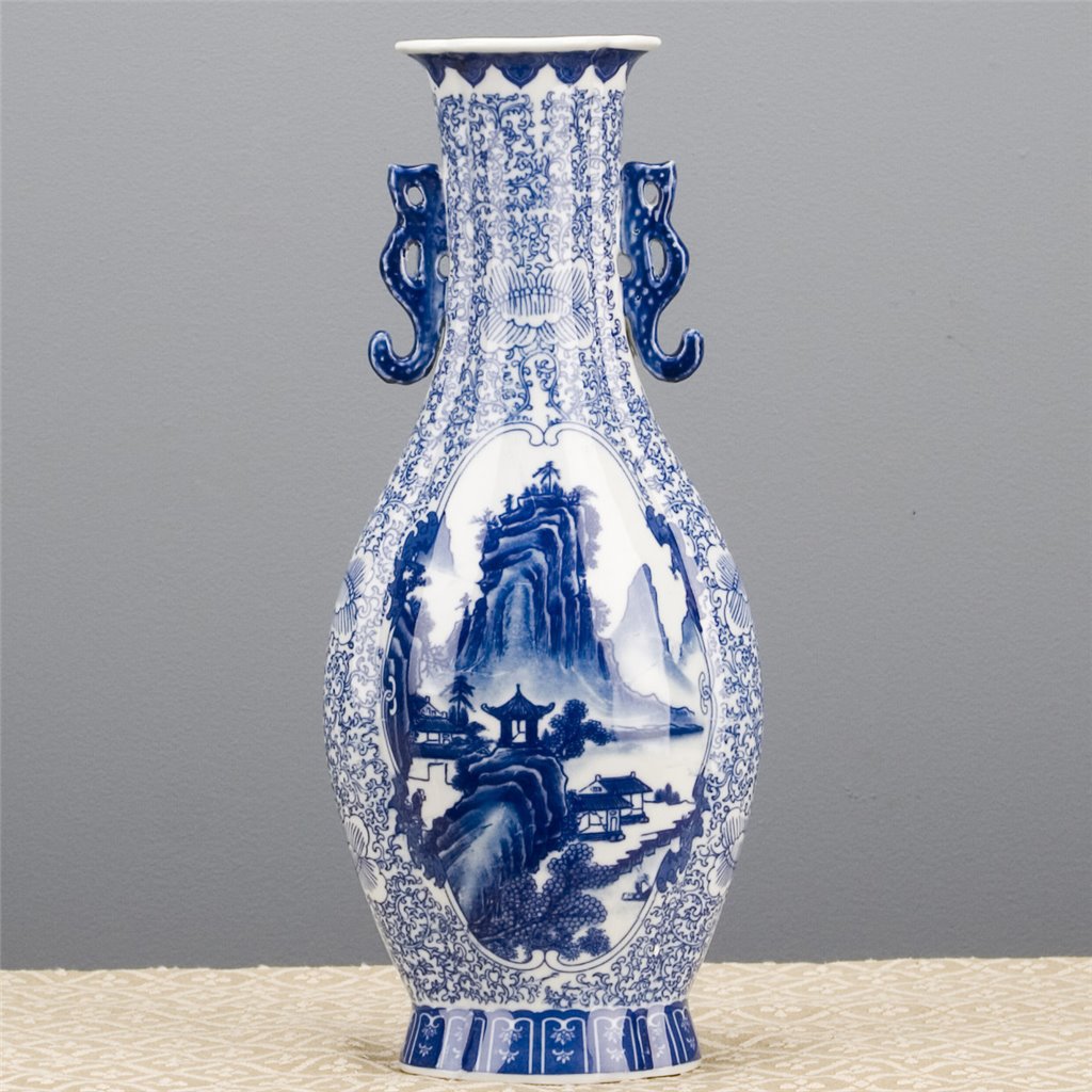 Danny's Fine Porcelain Porcelain Scallop Shape Vase-Blue & White