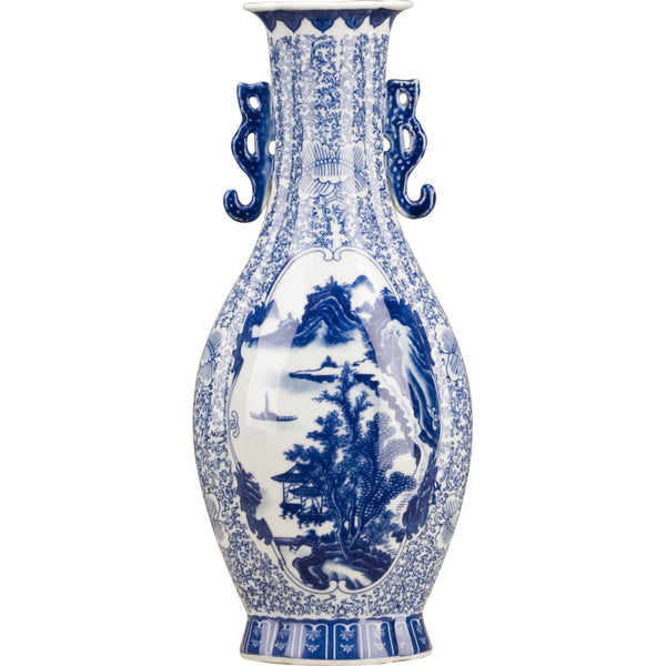 Danny's Fine Porcelain Porcelain Scallop Shape Vase-Blue & White