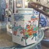Danny's Fine Porcelain Hexagonal Porcelain Lidded Jar-Hand-Painted Scene
