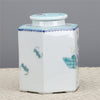 Danny's Fine Porcelain Hexagonal Porcelain Lidded Jar-Hand-Painted Scene