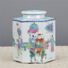 Danny's Fine Porcelain Hexagonal Porcelain Lidded Jar-Hand-Painted Scene