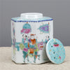 Danny's Fine Porcelain Hexagonal Porcelain Lidded Jar-Hand-Painted Scene