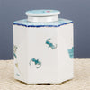 Danny's Fine Porcelain Hexagonal Porcelain Lidded Jar-Hand-Painted Scene