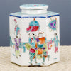 Danny's Fine Porcelain Hexagonal Porcelain Lidded Jar-Hand-Painted Scene