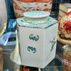 Danny's Fine Porcelain Hexagonal Porcelain Lidded Jar-Hand-Painted Scene