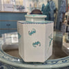 Danny's Fine Porcelain Hexagonal Porcelain Lidded Jar-Hand-Painted Scene