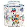 Danny's Fine Porcelain Hexagonal Porcelain Lidded Jar-Hand-Painted Scene